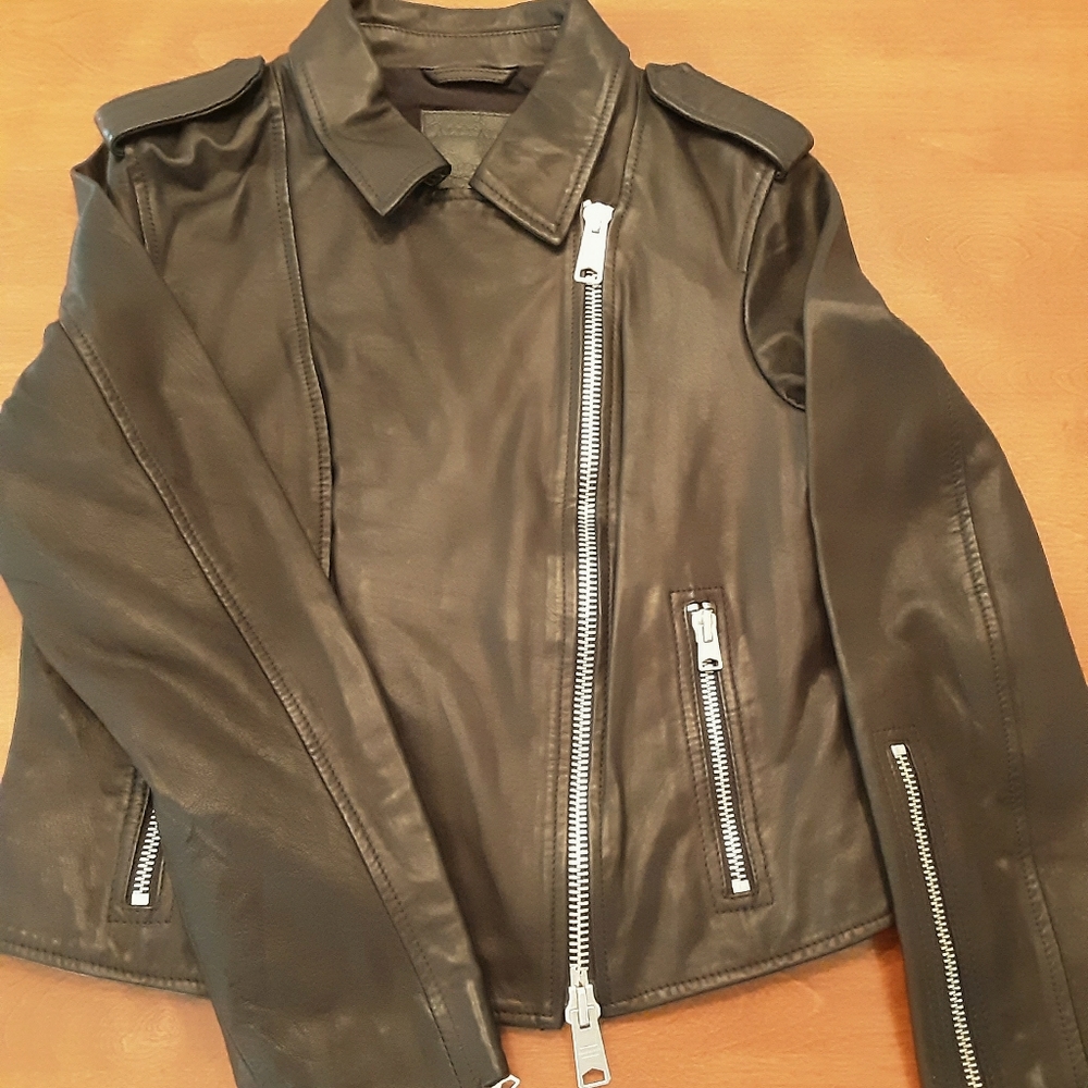 All Saints Leather Jacket Size US10 UK14 EU42
